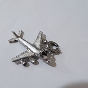 Monet Silver Airplane Charm Pendant